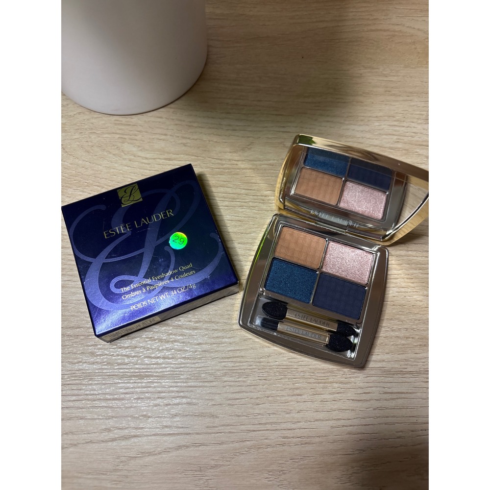 Estee Lauder The Essential Eyeshadow Quad 29 Poolside Blue Tan 0.14oz New Box